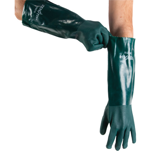 Gants verts &agrave; double enduit, 18" lo, PVC, Doublure en Jersey de coton, 70 mils St. Lawrence Industrial & Safety Supply