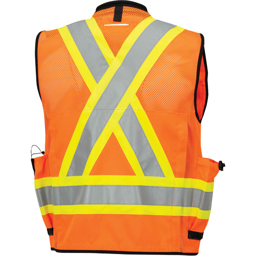 6680 Veste d'arpenteur antimicrobienne haute visibilit&eacute; avec dos en maille, Orange haute visibilit&eacute;, Petit, Polyester St. Lawrence Industrial & Safety Supply