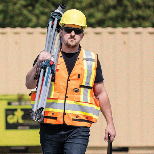 6680 Veste d'arpenteur antimicrobienne haute visibilit&eacute; avec dos en maille, Orange haute visibilit&eacute;, Petit, Polyester St. Lawrence Industrial & Safety Supply