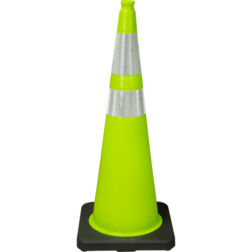 Premium Traffic Cone, 36", Lime Green, 4" & 6" Reflective Collar(s) St. Lawrence Industrial & Safety Supply