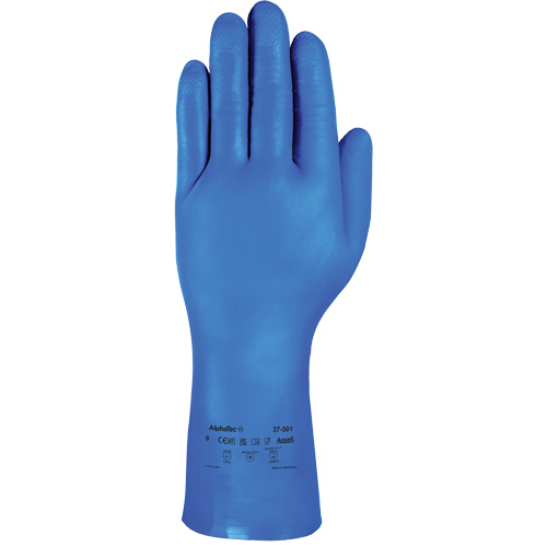 Gants r&eacute;sistants aux produits chimiques bleus pour usage moyen AlphaTec 37-501, Taille 7, 13" lo, Nitrile, 16,5-mil St. Lawrence Industrial & Safety Supply