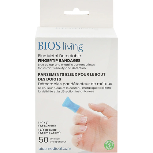 Bandages bleus, Bout de doigt, 3", Tissu d&eacute;tectable, St&eacute;rile St. Lawrence Industrial & Safety Supply