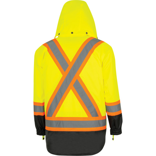 5057 Pioneer&reg; Yukon 7-in-1 Waterproof Winter Safety Parka, Polyester, Black/High Visibility Lime-Yellow, X-Small St. Lawrence Industrial & Safety Supply