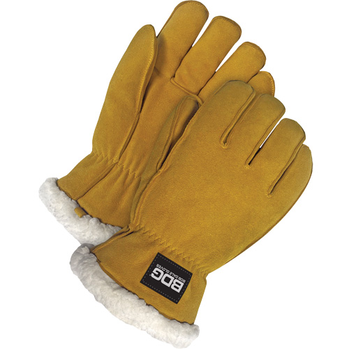Gants de conducteur, Grand, Paume en Cuir de daim refendu, Tissu-laine St. Lawrence Industrial & Safety Supply