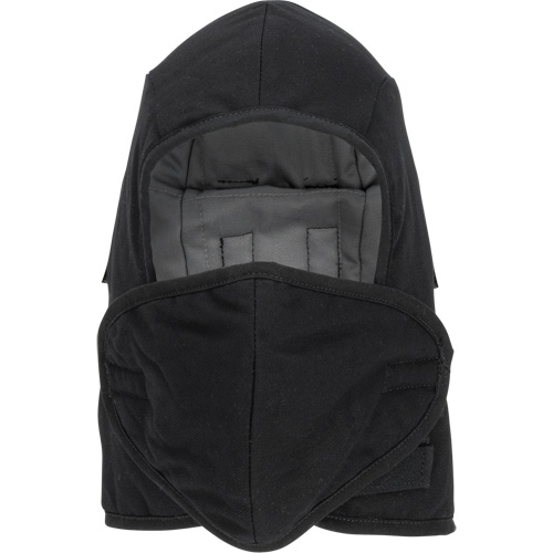 Pioneer 766A Flame-Resistant Quilted Hard Hat Liner with Detachable Mouthpiece, Black/Grey, Cotton/FR-Tech&reg;/Modacrylic/Nylon St. Lawrence Industrial & Safety Supply