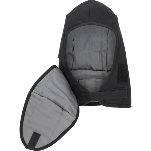 Pioneer 766A Flame-Resistant Quilted Hard Hat Liner with Detachable Mouthpiece, Black/Grey, Cotton/FR-Tech&reg;/Modacrylic/Nylon St. Lawrence Industrial & Safety Supply
