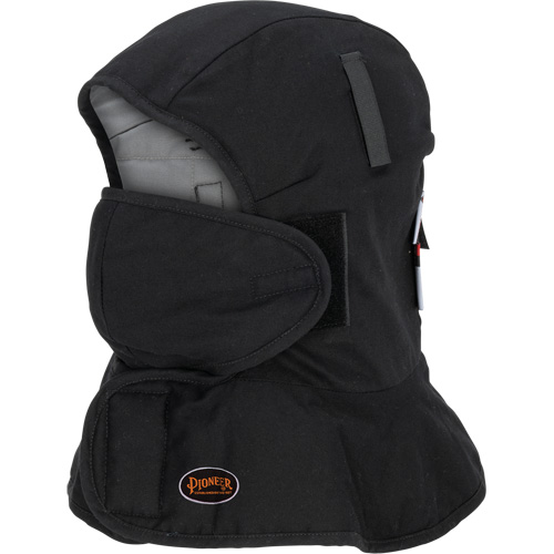 Pioneer 765A Flame-Resistant Quilted Hard Hat Liner with Long Neck & Detachable Mouthpiece, Black/Grey, Cotton/FR-Tech&reg;/Modacrylic/Nylon St. Lawrence Industrial & Safety Supply