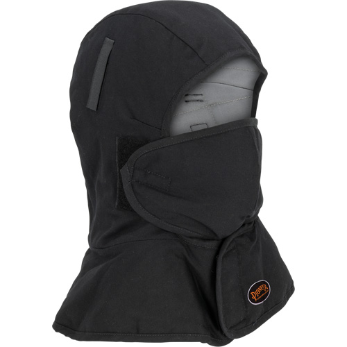 Pioneer 765A Flame-Resistant Quilted Hard Hat Liner with Long Neck & Detachable Mouthpiece, Black/Grey, Cotton/FR-Tech&reg;/Modacrylic/Nylon St. Lawrence Industrial & Safety Supply