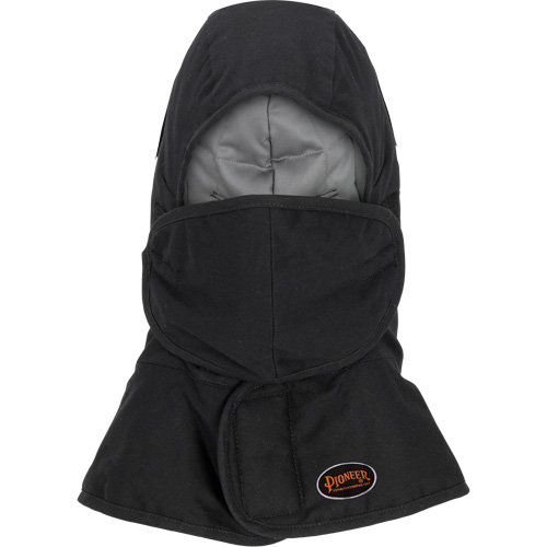 Pioneer 765A Flame-Resistant Quilted Hard Hat Liner with Long Neck & Detachable Mouthpiece, Black/Grey, Cotton/FR-Tech&reg;/Modacrylic/Nylon St. Lawrence Industrial & Safety Supply