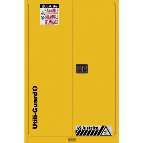 Utili-Guard+ Flammable Safety Cabinet, 90 Gal., 2 Door, 43" W x 65" H x 37" D St. Lawrence Industrial & Safety Supply