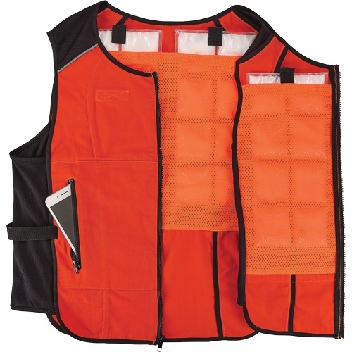Veste de refroidissement &agrave; changement de phase l&eacute;g&egrave;re avec sachets de recharge Chill-Its 6260, 2T-grand/3T-grand, Orange St. Lawrence Industrial & Safety Supply