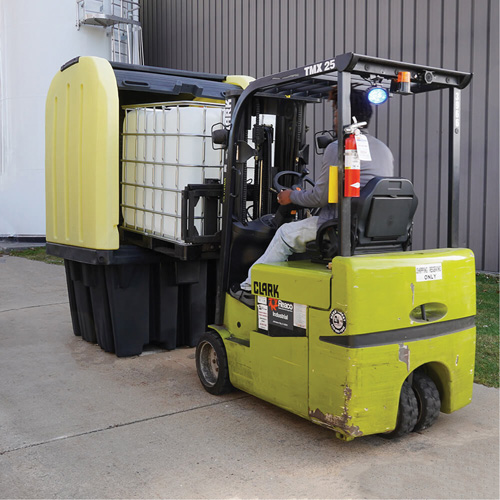 Yellow Roll Top Hardcover Spill Pallet, 65" L x 65" W x 101" H, 5000 lbs. Load Capacity St. Lawrence Industrial & Safety Supply