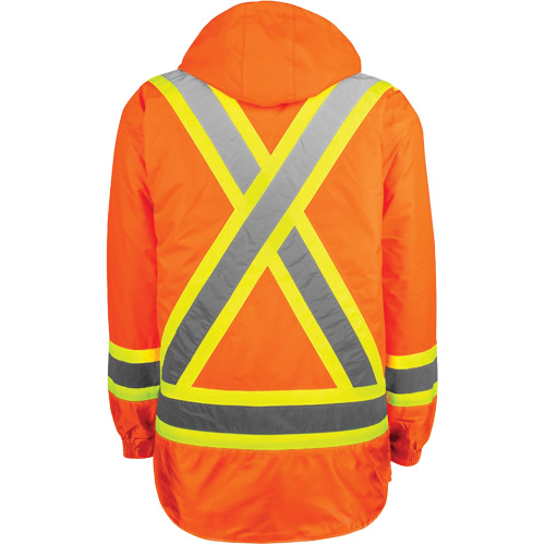 Manteau haute visibilit&eacute; 7-en-1, Polyester, Orange haute visibilit&eacute;, T-Grand St. Lawrence Industrial & Safety Supply