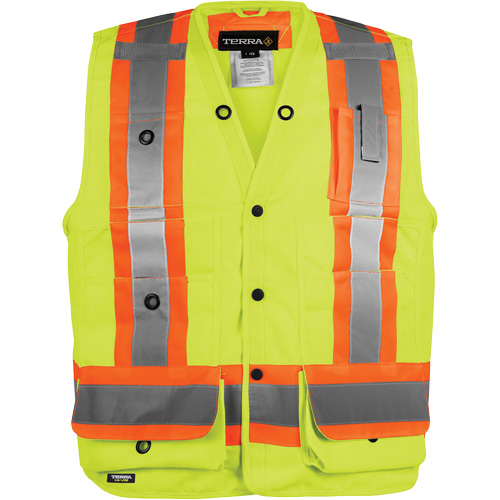Veste haute visibilit&eacute; pour arpenteur, Orange haute visibilit&eacute;, Petit, Polyester St. Lawrence Industrial & Safety Supply