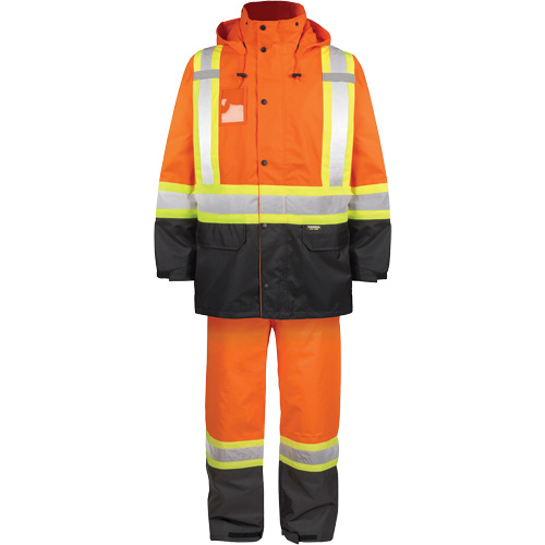 High-Visibility 150-Deniers Rain Suit, Polyester, Large, High Visibility Orange St. Lawrence Industrial & Safety Supply