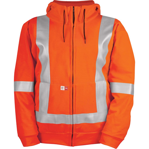 High-Visibility Wind Resistant Zip-Front Sweatshirt with DetachableHood, Men's, X-Large, High Visibility Orange, 27.7 cal/cm² St. Lawrence Industrial & Safety Supply
