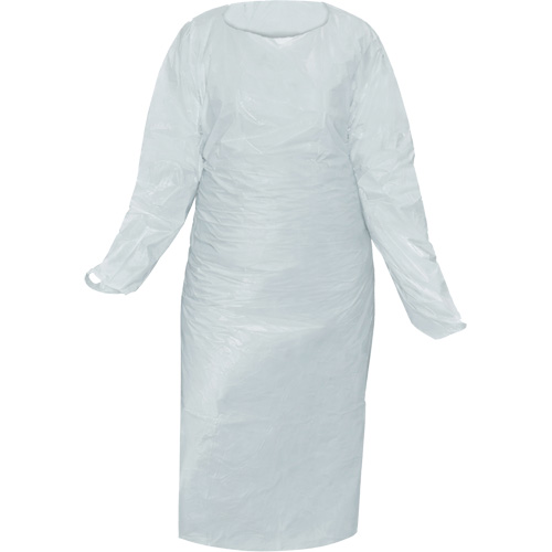 Blouse CoverMe avec passe-pouces, Taille unique, Blanc, Poly&eacute;thyl&egrave;ne St. Lawrence Industrial & Safety Supply