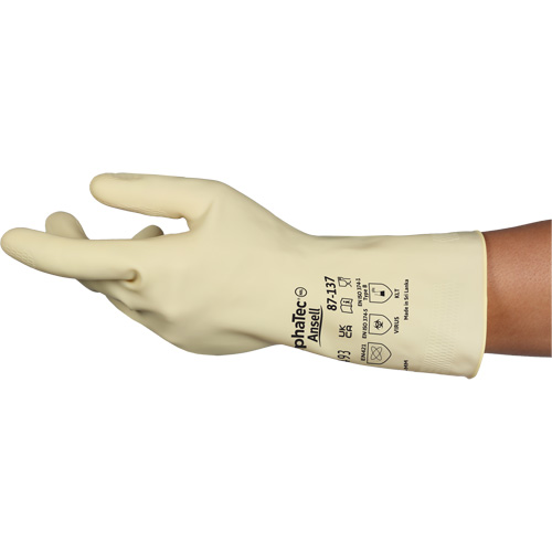 Gants naturels et l&eacute;gers AlphaTec 87-137, Taille 7, 11,8" lo, Latex de caoutchouc, 16 mils St. Lawrence Industrial & Safety Supply