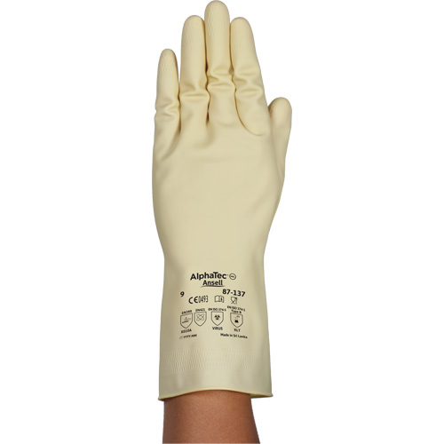 Gants naturels et l&eacute;gers AlphaTec 87-137, Taille 7, 11,8" lo, Latex de caoutchouc, 16 mils St. Lawrence Industrial & Safety Supply