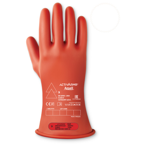 Gants isolants pour travaux &eacute;lectriques ActivArmr de classe 0, 9,5, 11" lo, Niveau 1, ASTM D120/ATSM F2675:2021/IEC 614821-2:2014 St. Lawrence Industrial & Safety Supply