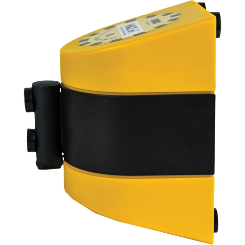 Syst&egrave;me de barri&egrave;re de s&eacute;curit&eacute; HAZLOK, Plastique, Fixation magn&eacute;tique, 30', Ruban Noir et jaune St. Lawrence Industrial & Safety Supply