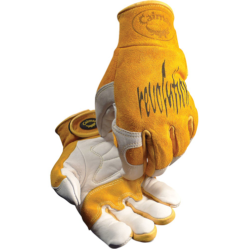 Gants de soudeur TIG/MIG de premi&egrave;re qualit&eacute; Caiman avec fermeture &agrave; boucles & crochets, Cuir de vache refendu, Taille Moyen St. Lawrence Industrial & Safety Supply