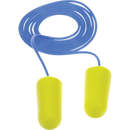Bouchons d'oreilles n&eacute;on jaune E-A-Rsoft, Vrac - Sac en poly, Avec cordon St. Lawrence Industrial & Safety Supply