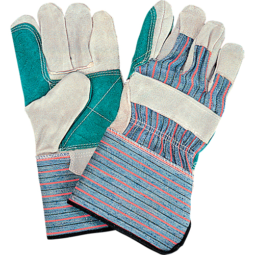 Gants d'ajusteur de qualit&eacute; standard &agrave; paume double, Grand, Paume en Cuir de vache refendu, Doublure en Coton St. Lawrence Industrial & Safety Supply