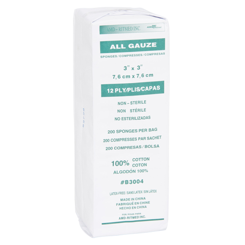 Gauze Sponges, Pad, 3" L x 3" W, Medical Device Class 1 St. Lawrence Industrial & Safety Supply