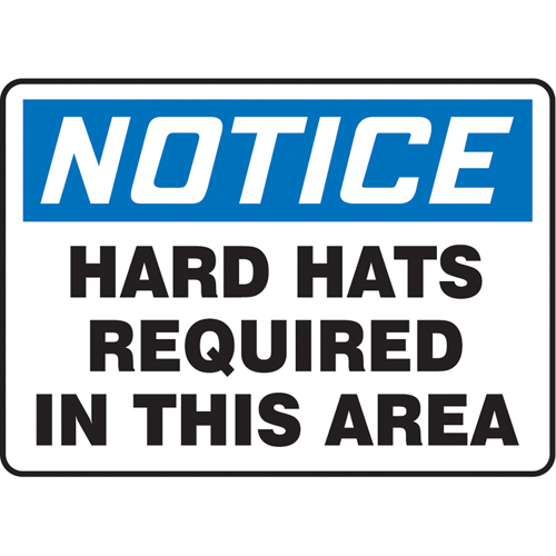 "Hard Hats Required" Sign, 7" x 10", Vinyl, English St. Lawrence Industrial & Safety Supply