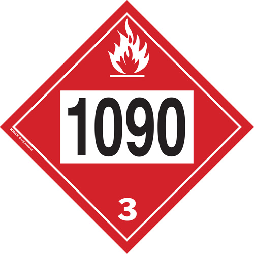 Plaque-&eacute;tiquette TMD 1090 pour liquide inflammable ac&eacute;tone, Plastique St. Lawrence Industrial & Safety Supply