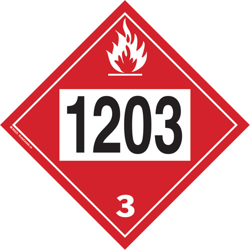 Plaque-&eacute;tiquette TMD 1203 pour liquide inflammable essence & essence-alcohol, Plastique St. Lawrence Industrial & Safety Supply