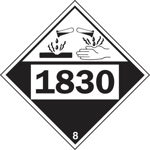 Plaque-&eacute;tiquette TMD 1830 pour mat&eacute;riaux corrosifs acide sulfurique, Plastique St. Lawrence Industrial & Safety Supply