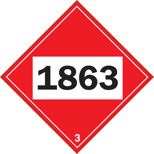Plaque-&eacute;tiquette TMD 1863 pour liquide inflammable carburant aviation, Plastique St. Lawrence Industrial & Safety Supply