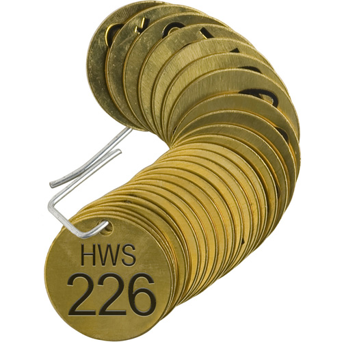 &eacute;tiquettes num&eacute;rot&eacute;es pour vannes HWS, # 226-250, Laiton, 1,5" dia. St. Lawrence Industrial & Safety Supply