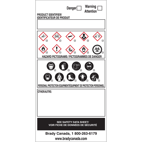 OTS WHMIS Labels, Vinyl, Sheet, 6" L x 3" W St. Lawrence Industrial & Safety Supply