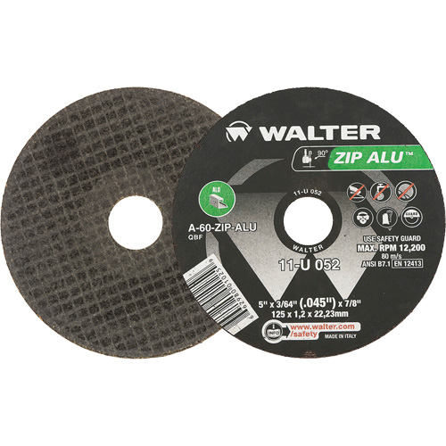 Meule &agrave; tronçonner Zip Alu, 5" x 3/64", Arbre de 7/8", Type 1, Oxyde d'aluminium, 12 200 Tr/min St. Lawrence Industrial & Safety Supply