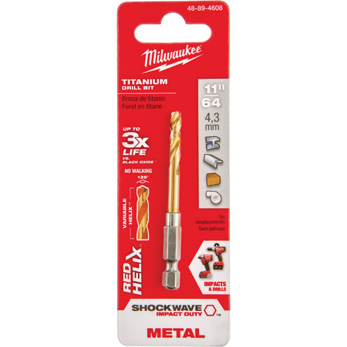 Shockwave Drill Bit, 11/64", Titanium, 1-3/32" Flute, 135° Point St. Lawrence Industrial & Safety Supply