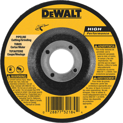 Meule haute performance pour pipeline, 5" x 1/8", Arbre 7/8", Oxyde d'aluminium, Type 27 St. Lawrence Industrial & Safety Supply