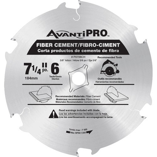 AvantiPro Cutting Saw Blade, 7-1/4", 6 Teeth, Fibre Cement Use St. Lawrence Industrial & Safety Supply