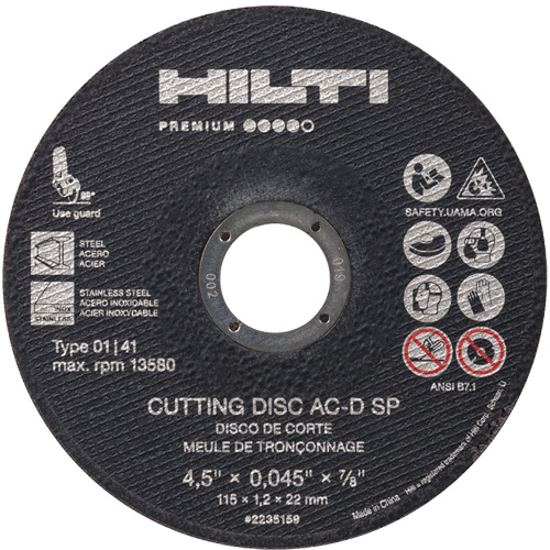 Meule &agrave; tronçonner AC-D SP, 4-1/2" x 0,045", Arbre de 7/8", Type 1, 13580 Tr/min St. Lawrence Industrial & Safety Supply