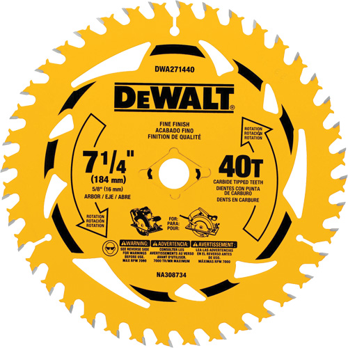 Circular Saw Blade, 7-1/4", 40 Teeth, Wood Use St. Lawrence Industrial & Safety Supply