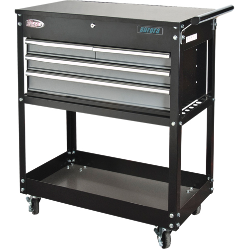 Chariot utilitaire, 4 tiroirs, 18" lo x 33" la x 39" h, Noir St. Lawrence Industrial & Safety Supply