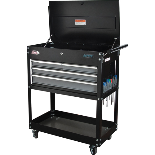 Chariot utilitaire, 4 tiroirs, 18" lo x 33" la x 39" h, Noir St. Lawrence Industrial & Safety Supply