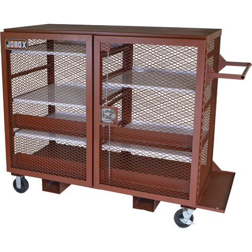Mobile Mesh Cabinet, Steel, 49 Cubic Feet, Red St. Lawrence Industrial & Safety Supply