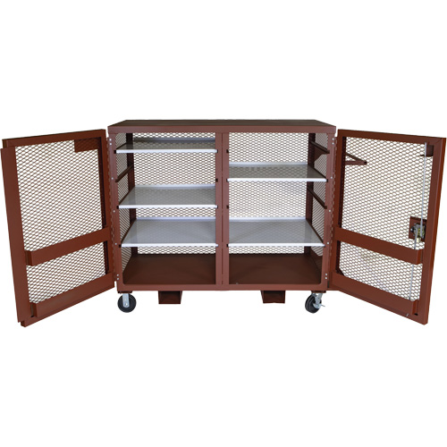 Mobile Mesh Cabinet, Steel, 49 Cubic Feet, Red St. Lawrence Industrial & Safety Supply