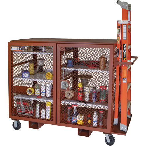 Mobile Mesh Cabinet, Steel, 49 Cubic Feet, Red St. Lawrence Industrial & Safety Supply