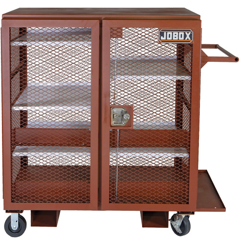Mobile Mesh Cabinet, Steel, 37 Cubic Feet, Red St. Lawrence Industrial & Safety Supply