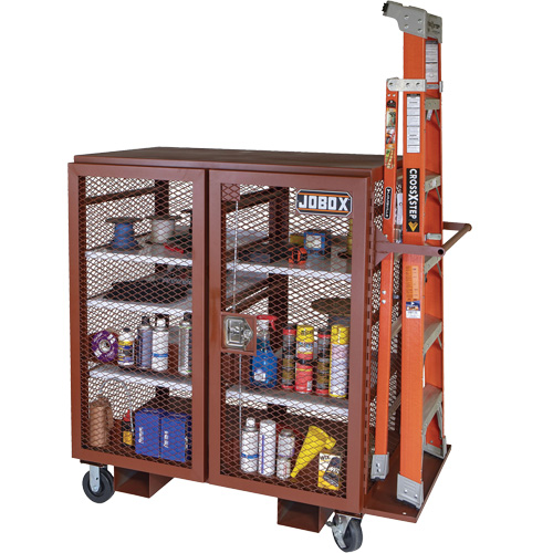 Mobile Mesh Cabinet, Steel, 37 Cubic Feet, Red St. Lawrence Industrial & Safety Supply