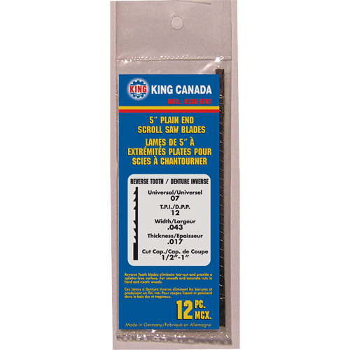 12-Piece Skip Tooth Scroll Saw Blades, Scroll cutting, 0.039" W x 5" L, 16 TPI St. Lawrence Industrial & Safety Supply